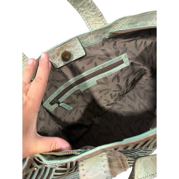 Corral Green Brown Leather Cut Out Shoulder Bag Purse Bling Western Rodeo - Picture 16 of 16